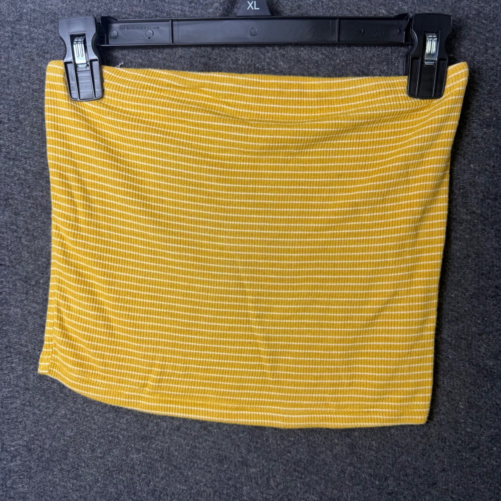 American Eagle S Soft & Sexy Ribbed Tube Top Mustard Yellow Striped Strapless